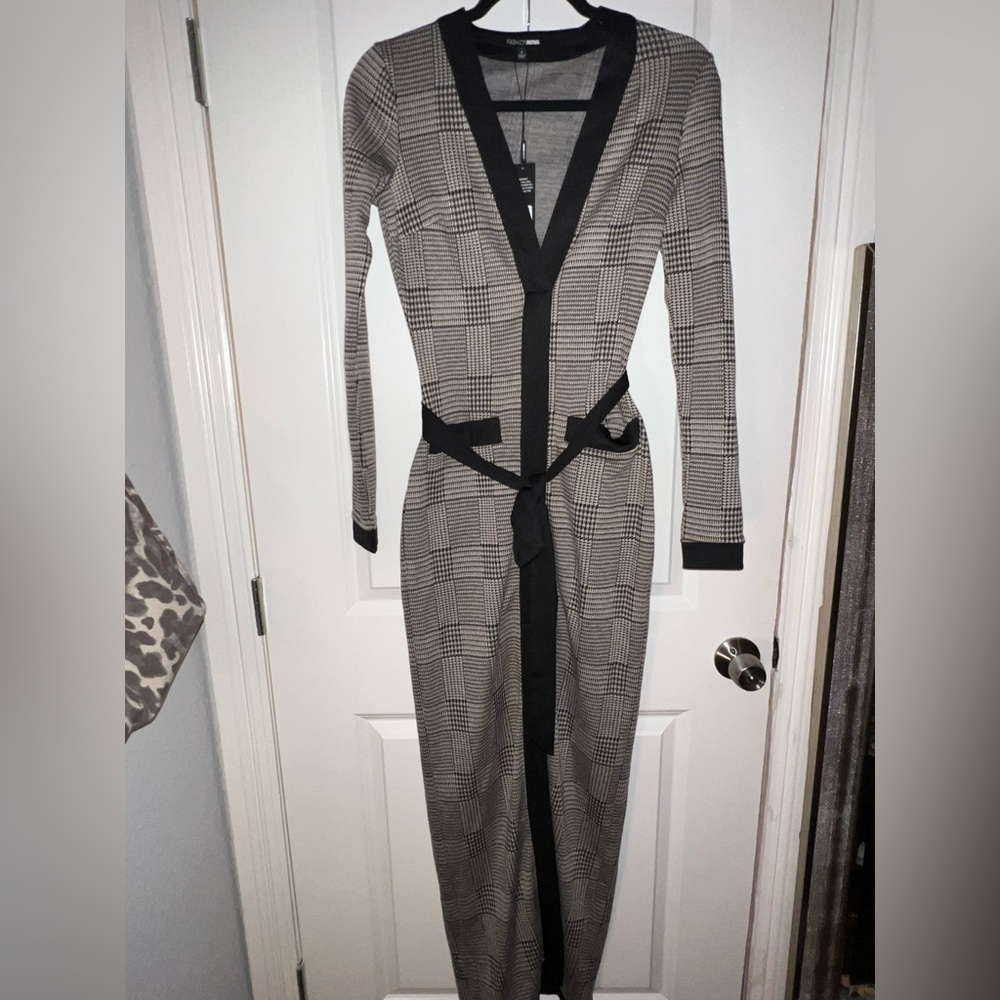 NWT Plaid Long Sleeve Dress with Belt